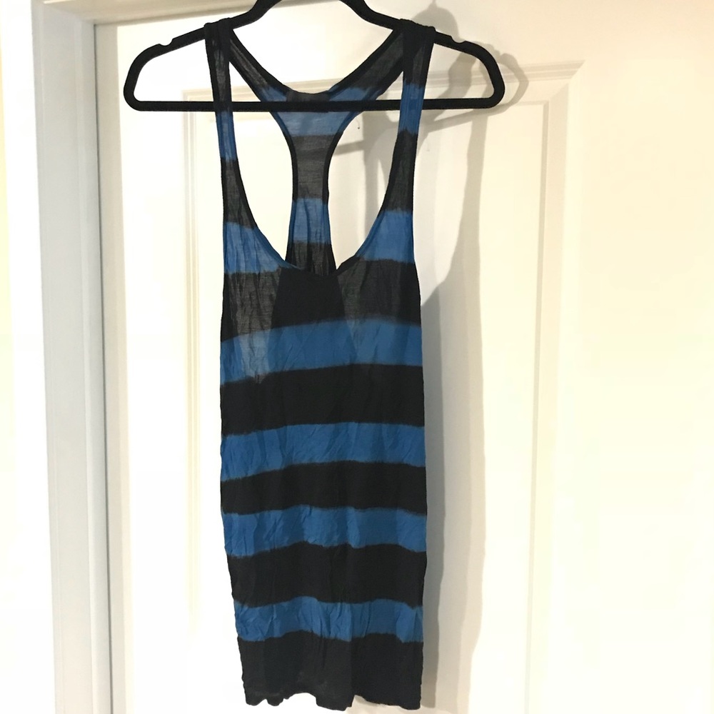 KILL CITY 100% Modal Soft Blue Black Stripe Tank L